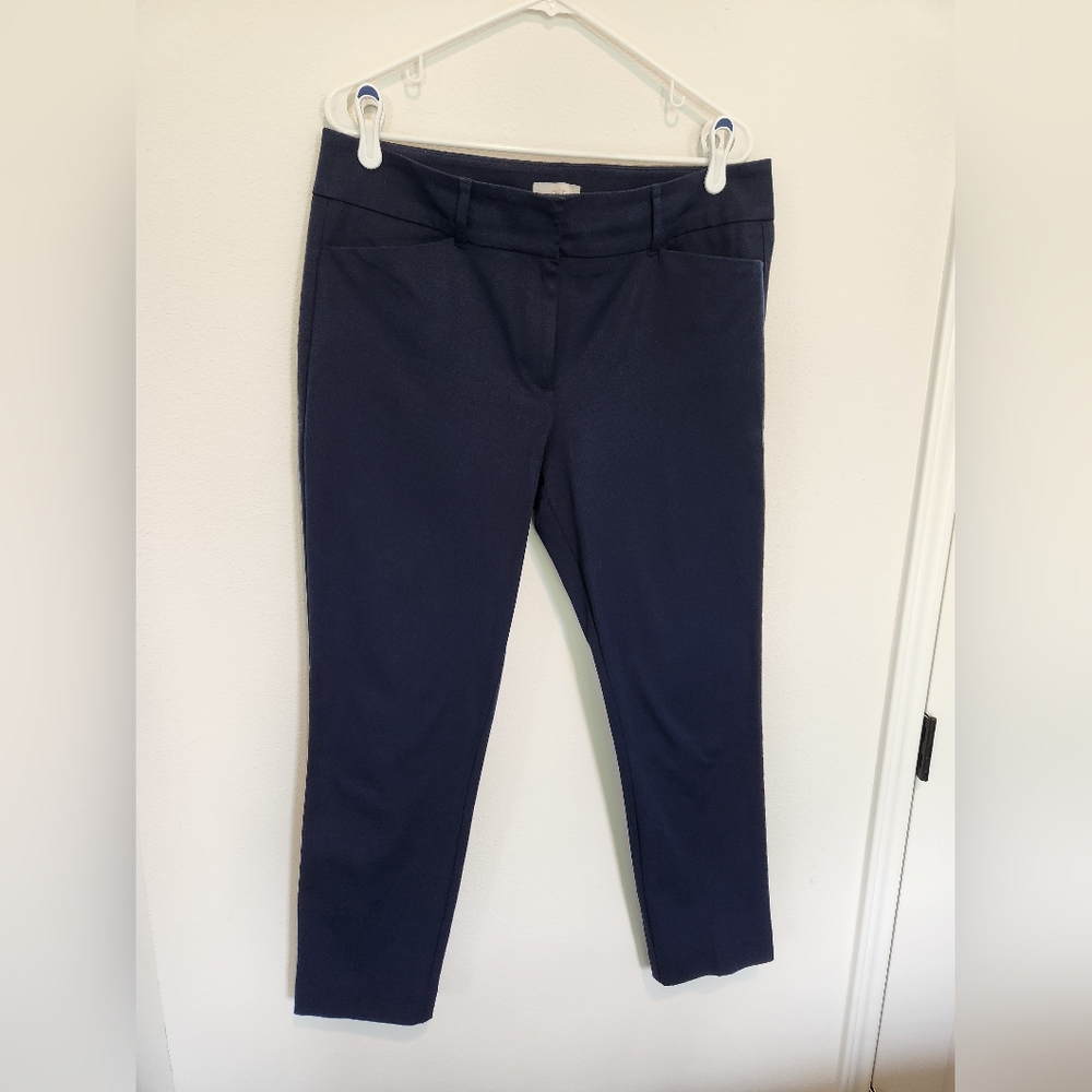 Loft Skinny Ankle Dress Pant Navy Size 12